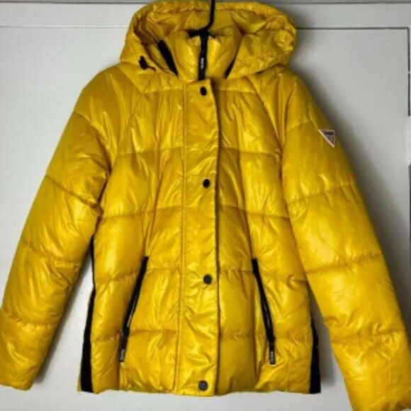 Guess Brand Quilted Yellow Puffer Jacket - Picture 1 of 6